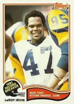 1982 Topps #3 - Leroy Irvin - Los Angeles Rams
