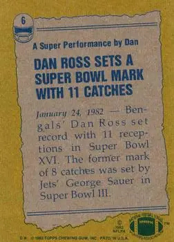 1982 Topps #6 - Dan Ross - Cincinnati Bengals