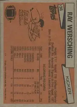 1981 Topps #36 - Ray Wersching - San Francisco 49ers