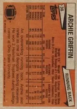 1981 Topps #38 - Archie Griffin - Cincinnati Bengals