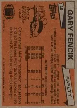 1981 Topps #40 - Gary Fencik - Chicago Bears