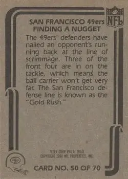 1980 Fleer Team Action #50 - Card #50 - San Francisco 49ers - Back