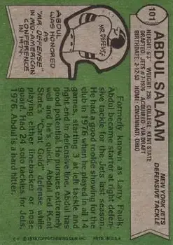 1978 Topps #101 - Abdul Salaam - New York Jets