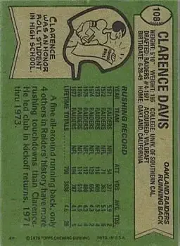 1978 Topps #108 - Clarence Davis - Oakland Raiders