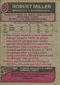 1977 Topps #191 - Robert Miller - Minnesota Vikings