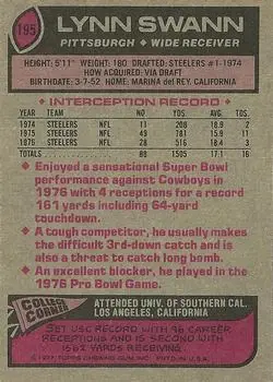 1977 Topps #195 - Lynn Swann - Pittsburgh Steelers