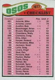 1977 Topps Mexican #204 - Card #204 - Chicago Bears