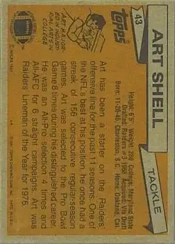 1981 Topps #43 - Art Shell - Oakland Raiders