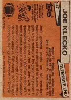 1981 Topps #47 - Joe Klecko - New York Jets