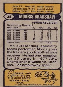 1979 Topps #28 - Morris Bradshaw - Oakland Raiders