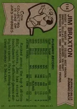 1978 Topps #114 - Jim Braxton - Buffalo Bills