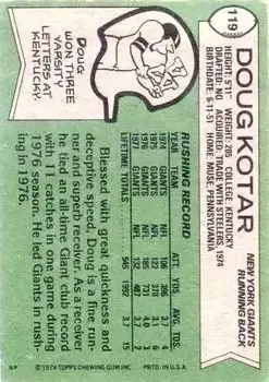 1978 Topps #119 - Doug Kotar - New York Giants