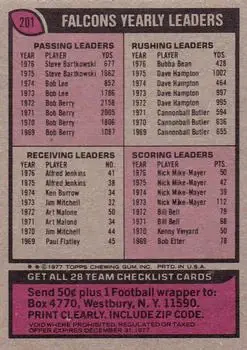 1977 Topps #201 - Card #201 - Atlanta Falcons