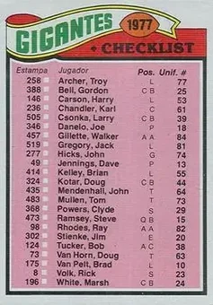 1977 Topps Mexican #218 - Card #218 - New York Giants