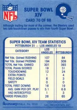 1981 Fleer Team Action #70 - Card #70