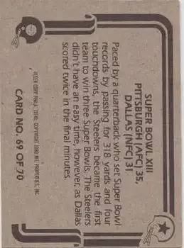 1980 Fleer Team Action #69 - Card #69 - Back