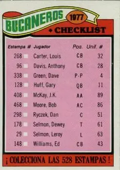 1977 Topps Mexican #227 - Card #227 - Tampa Bay Buccaneers
