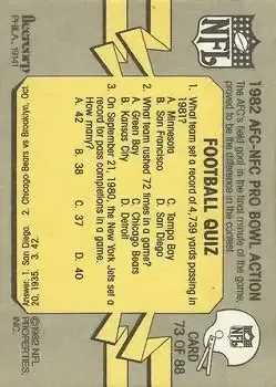 1982 Fleer Team Action #73 - Card #73