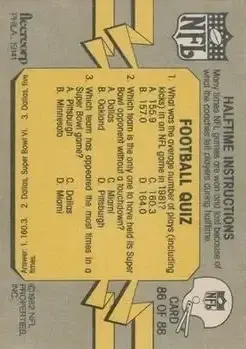 1982 Fleer Team Action #86 - Card #86 - San Francisco 49ers