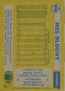 1982 Topps #203 - Mel Blount - Pittsburgh Steelers