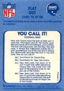 1981 Fleer Team Action #78 - Card #78 - New York Giants
