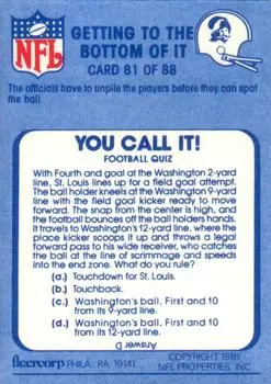 1981 Fleer Team Action #81 - Card #81 - Tampa Bay Buccaneers