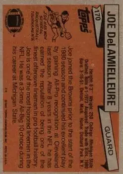 1981 Topps #170 - Joe DeLamielleure - Cleveland Browns
