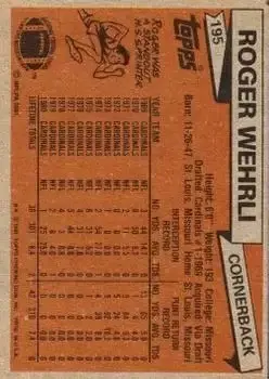 1981 Topps #195 - Roger Wehrli - St. Louis Cardinals