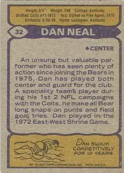 1979 Topps #32 - Dan Neal - Chicago Bears