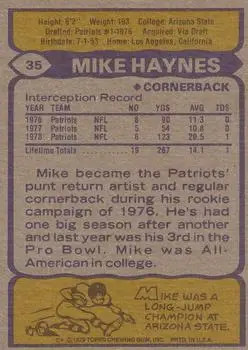 1979 Topps #35 - Mike Haynes - New England Patriots