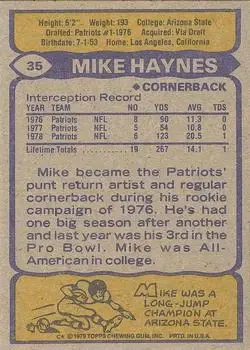 1979 Topps #35 - Mike Haynes - New England Patriots
