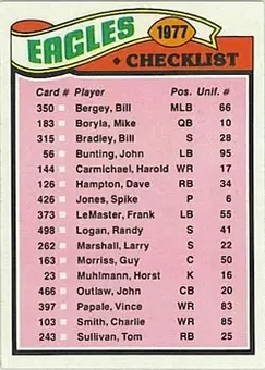 1977 Topps #221 - Card #221 - Philadelphia Eagles