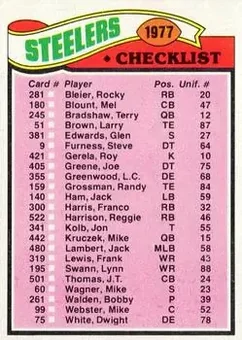 1977 Topps #222 - Card #222 - Pittsburgh Steelers