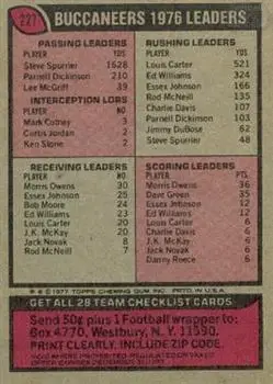 1977 Topps #227 - Card #227 - Tampa Bay Buccaneers