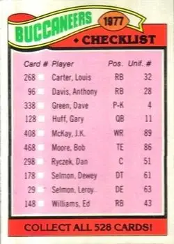 1977 Topps #227 - Card #227 - Tampa Bay Buccaneers