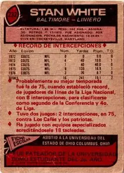 1977 Topps Mexican #232 - Stan White - Baltimore Colts