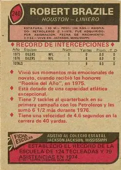 1977 Topps Mexican #240 - Robert Brazile - Houston Oilers