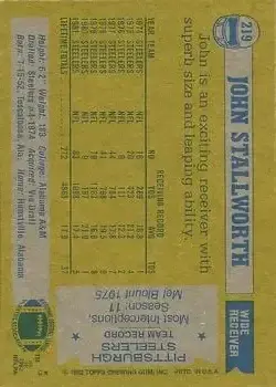 1982 Topps #219 - John Stallworth - Pittsburgh Steelers