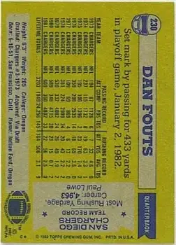 1982 Topps #230 - Dan Fouts - San Diego Chargers