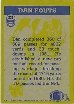 1982 Topps #231 - Dan Fouts - San Diego Chargers