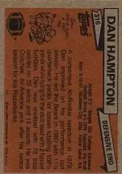 1981 Topps #316 - Dan Hampton - Chicago Bears
