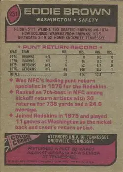 1977 Topps #231 - Eddie Brown - Washington Redskins