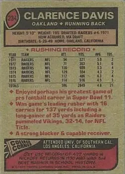 1977 Topps #234 - Clarence Davis - Oakland Raiders