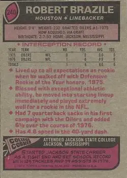1977 Topps #240 - Robert Brazile - Houston Oilers