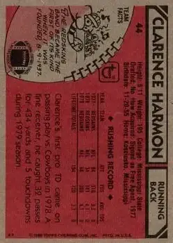 1980 Topps #44 - Clarence Harmon - Washington Redskins