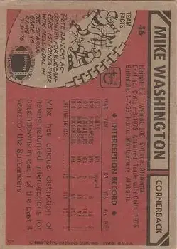 1980 Topps #46 - Mike Washington - Tampa Bay Buccaneers