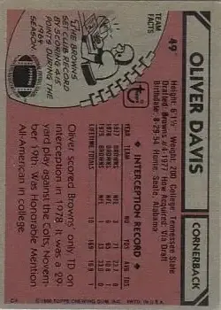 1980 Topps #49 - Oliver Davis - Cleveland Browns