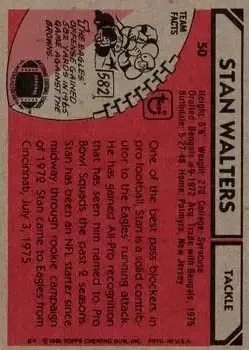 1980 Topps #50 - Stan Walters - Philadelphia Eagles