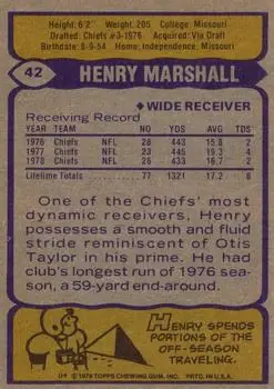 1979 Topps #42 - Henry Marshall - Kansas City Chiefs
