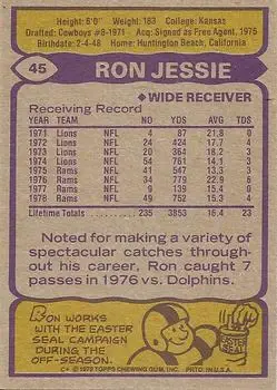 1979 Topps #45 - Ron Jessie - Los Angeles Rams